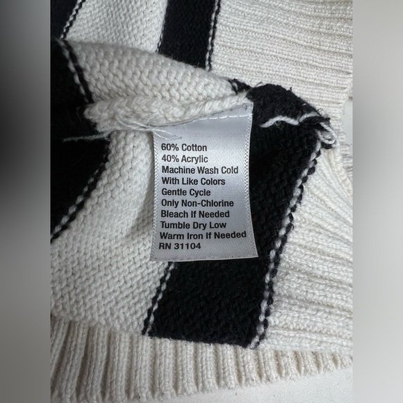 MADISON Beige with black and red stripe crew neck sweater size L - Picture 11 of 13